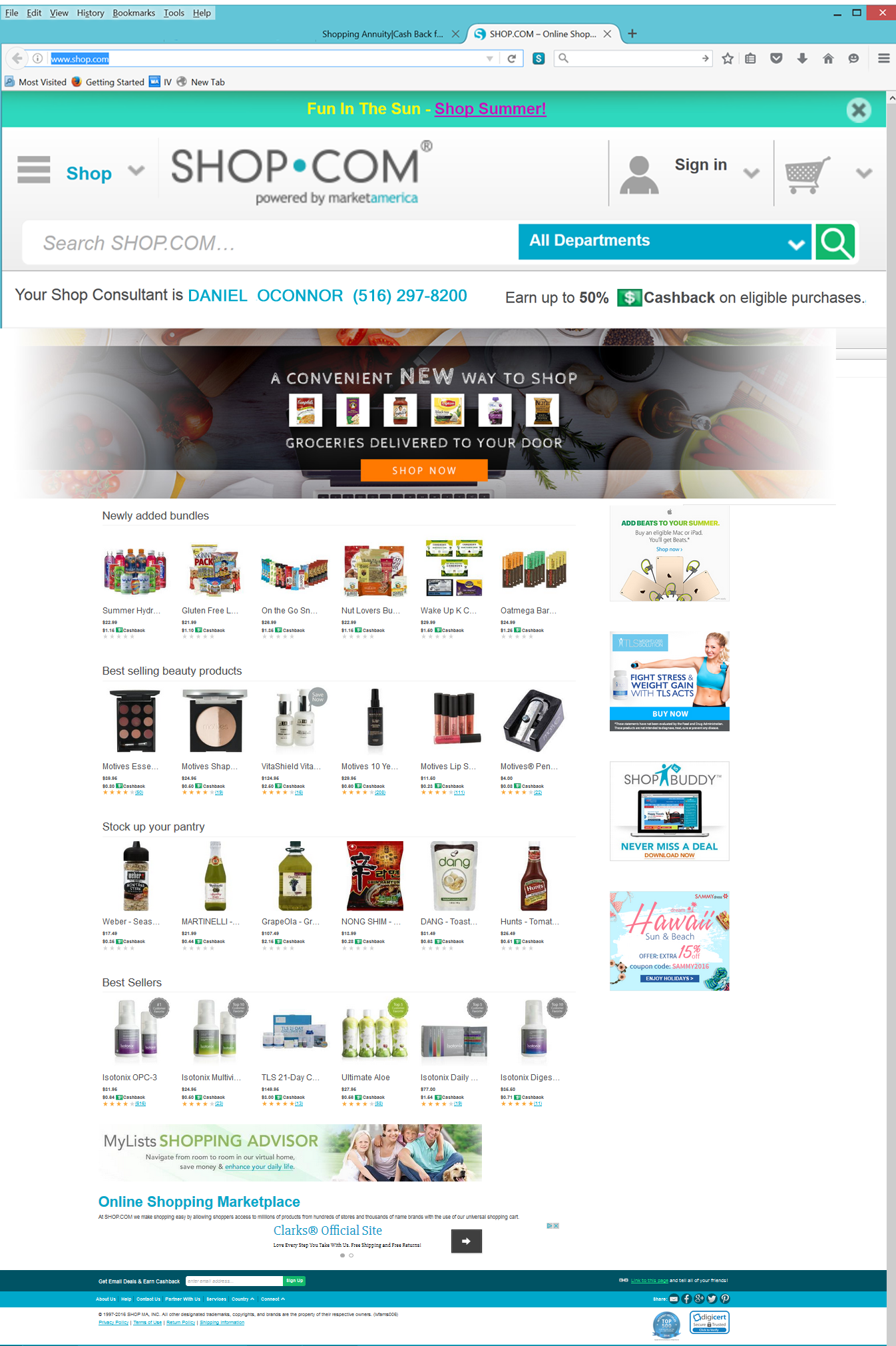 SHOP.COM cash back shopping and shopping annuity